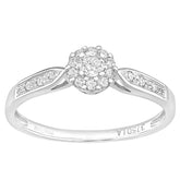0.25ct Round Diamond Prong Set Ring with Pave Set Sidestones in UK Hallmarked 9ct White Gold